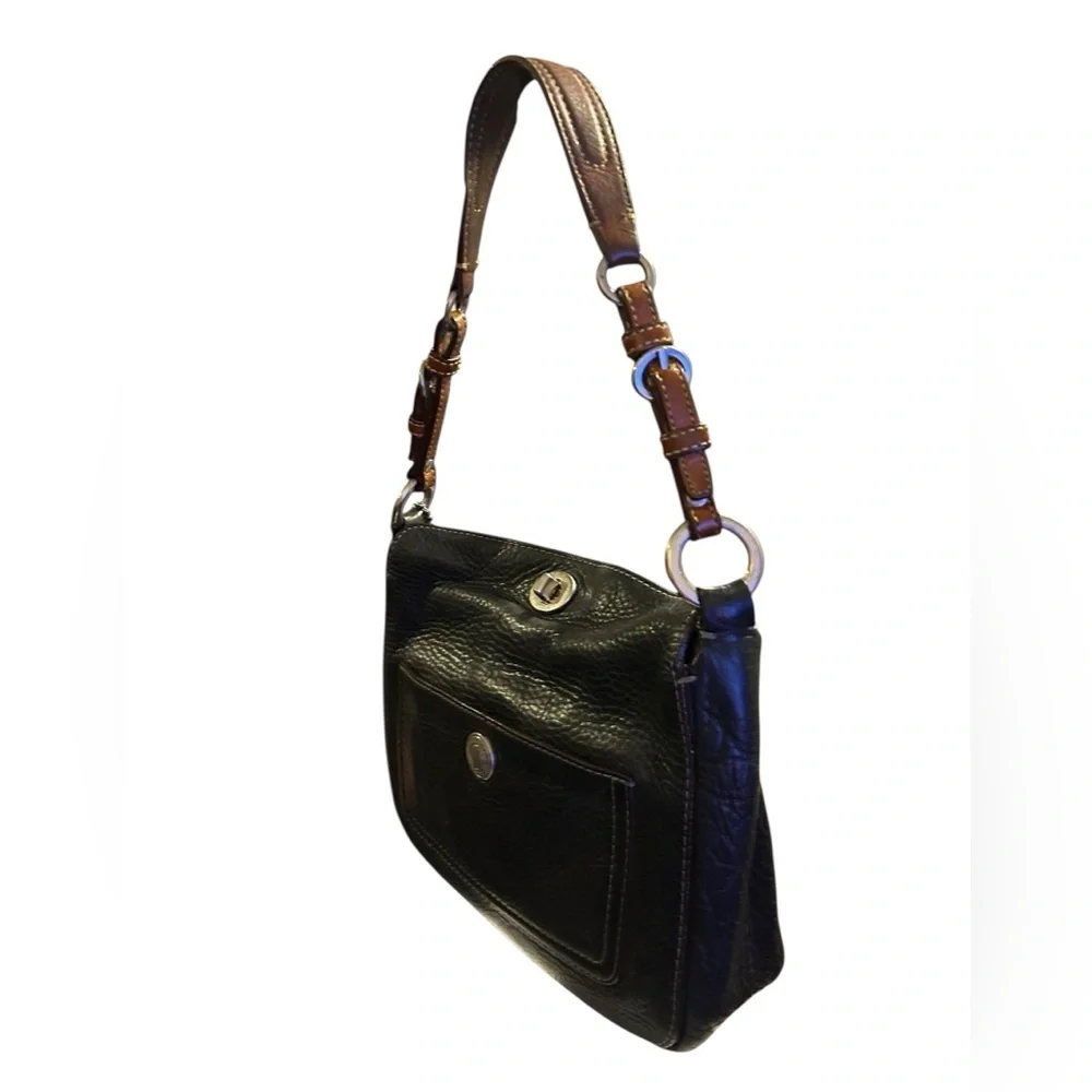 COACH Chelsea Black Pebbled Leather Turn-Lock Fold Top